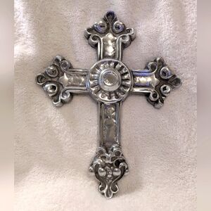 Silver metal decorative wall cross